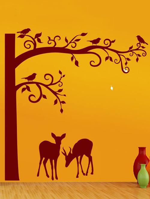 deers beneath the tree wall decal - 12400737 - Very Small Image - 1