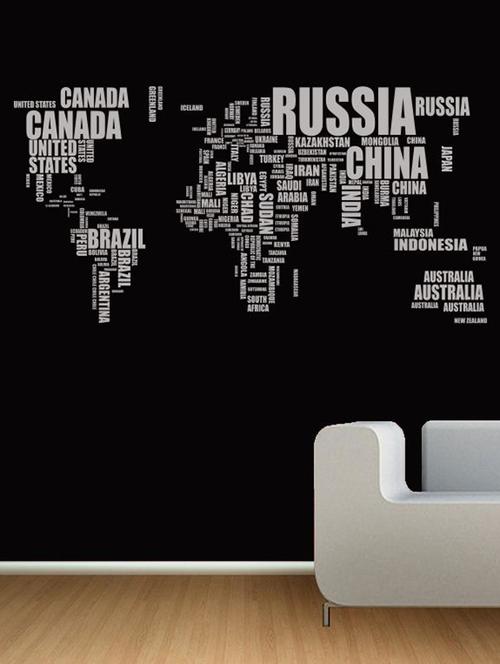 creative text world map wall decal - 12400875 - Very Small Image - 1