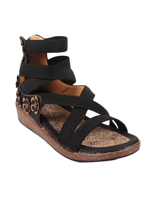 black faux leather gladiators sandals - 12403338 - Very Small Image - 1