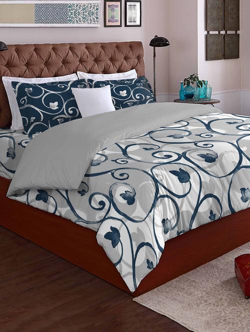 spaces allure blue cotton double bed sheet with 2 pillow covers - 12405148 - Very Small Image - 1