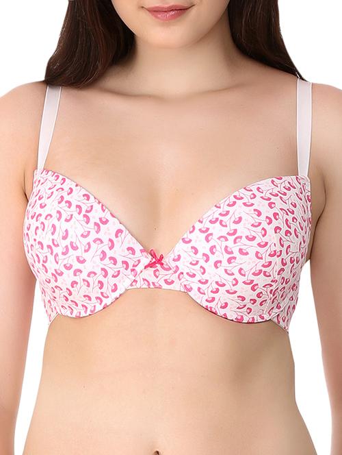 pink polyester plunge bra - 12409841 - Very Small Image - 1