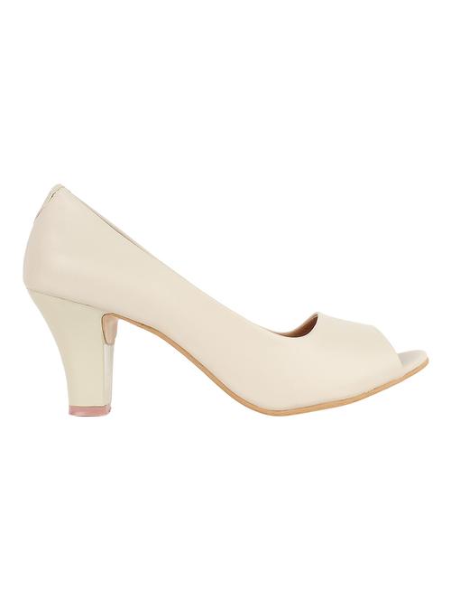off white peep toe leatherette heels - 1241219 - Very Small Image - 1