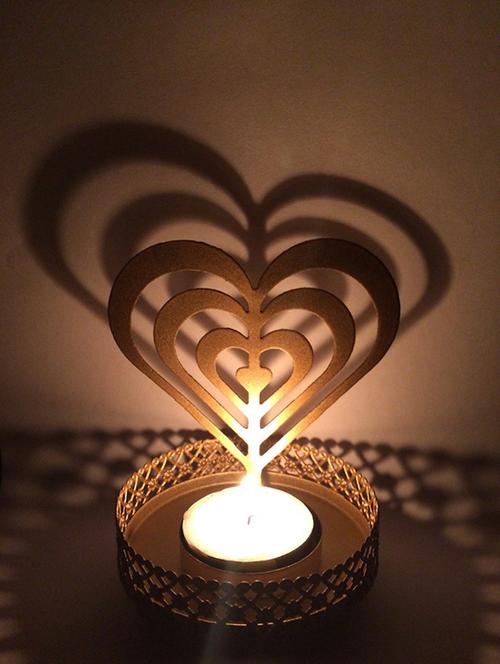 christmas decoration - heart shaped candle / t light holder - 12413479 - Very Small Image - 1