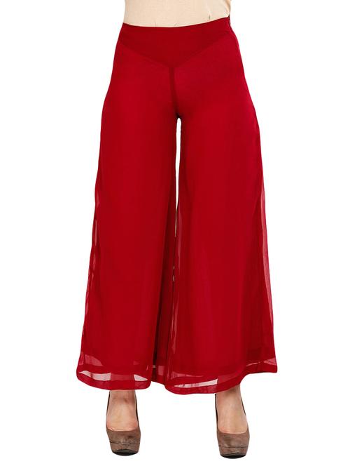 red polyester palazzos - 12414361 - Very Small Image - 1