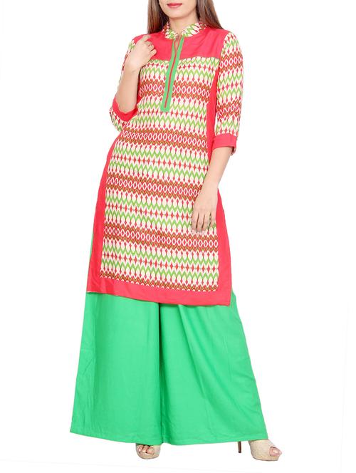 red rayon straight kurta - 12417251 - Very Small Image - 1