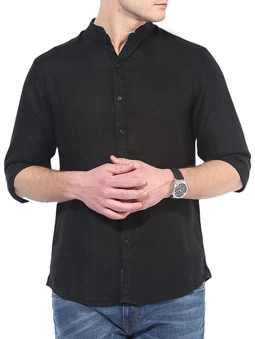 black linen casual shirt - 12417291 - Very Small Image - 1