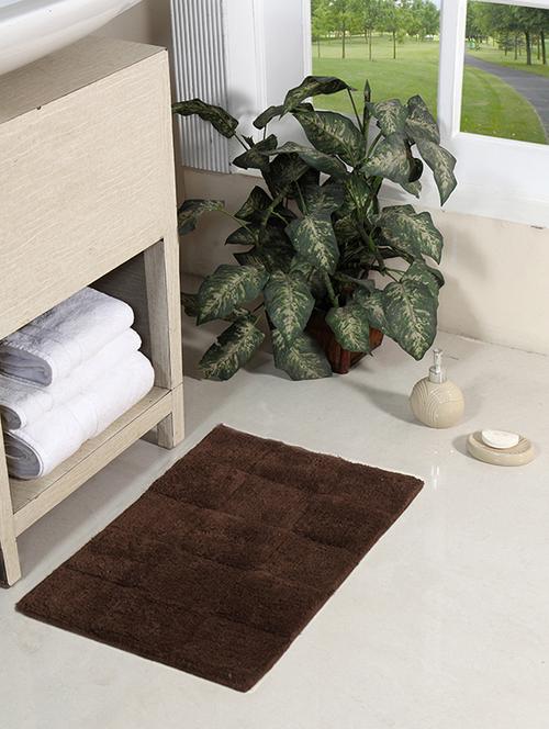 homefurry brown glossy tiles cotton bath mat - 12417900 - Very Small Image - 1