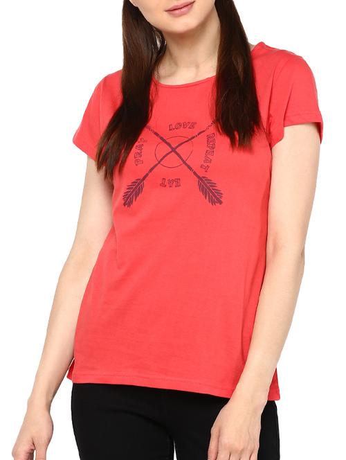 coral printed cotton regular tee - 12417984 - Very Small Image - 1