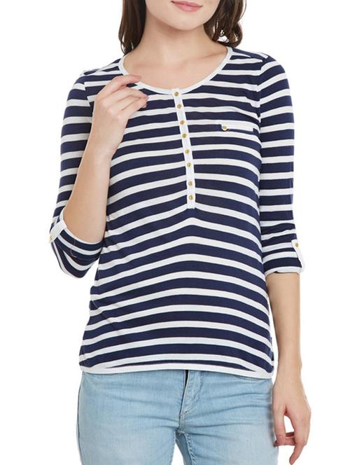 navy blue cotton regular tshirt - 12422566 - Very Small Image - 1