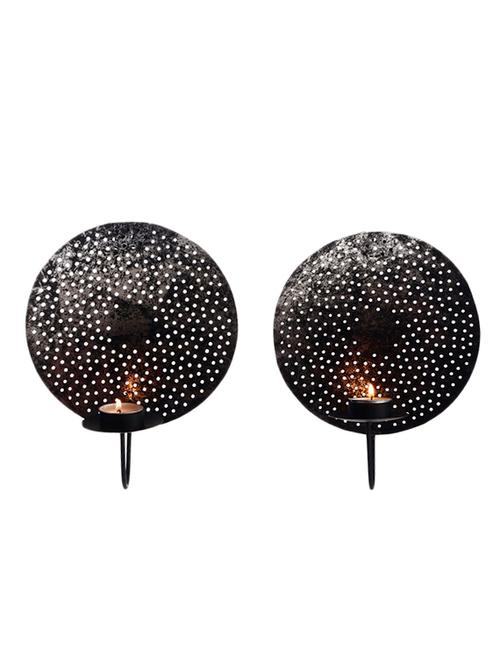 anasa set of 2 wall hanging candle holder black finsh - 12423223 - Very Small Image - 1