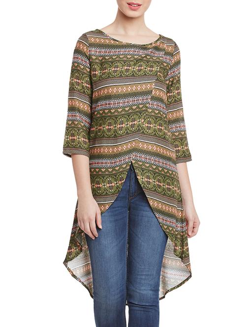 green viscose asymmetric kurta - 12423963 - Very Small Image - 1