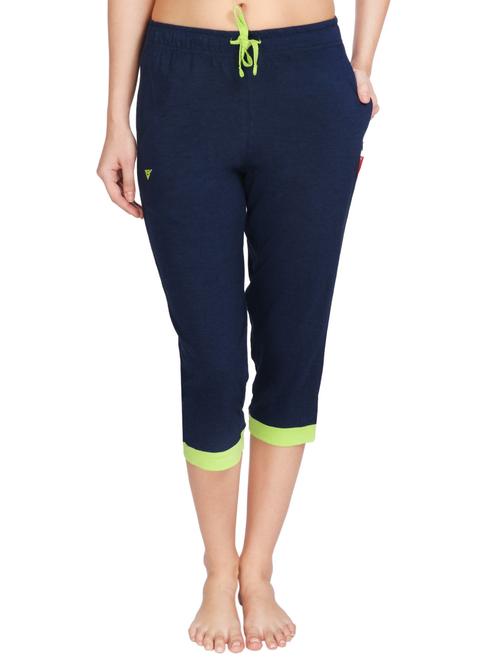 navy blue cotton sports capri - 12424514 - Very Small Image - 1