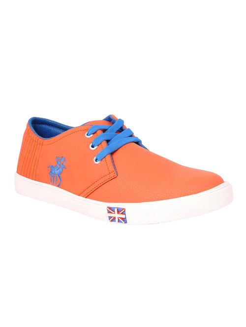 orange synthetic lace up sneakers - 12425051 - Very Small Image - 1