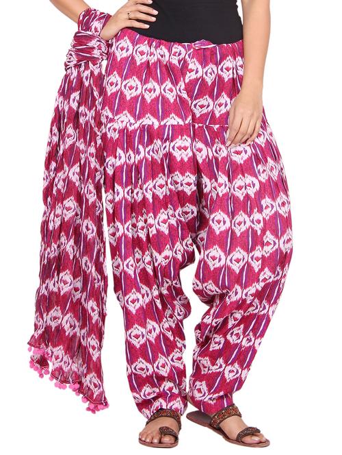 pink cotton patiyala salwar with dupatta - 12425206 - Very Small Image - 1