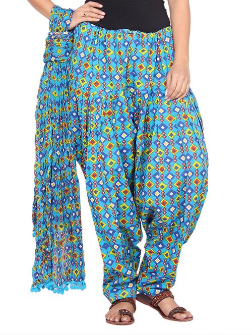 blue cotton salwar dupatta set - 12425308 - Very Small Image - 1