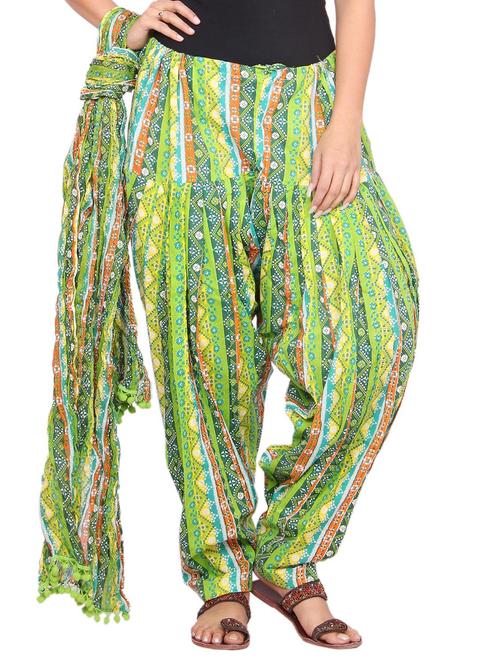 green cotton salwar dupatta set - 12425638 - Very Small Image - 1