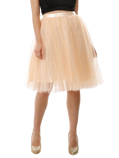 beige polyester flared skirt - 12429483 - Very Small Image - 1