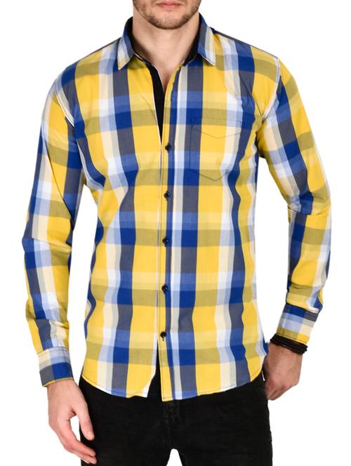yellow cotton casual shirt - 12430708 - Very Small Image - 1