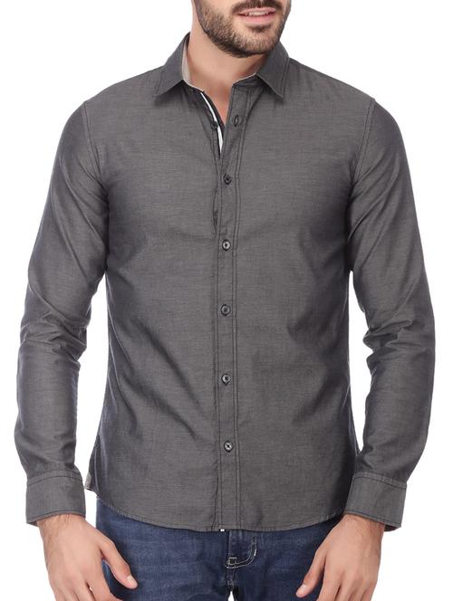 grey cotton casual shirt - 12432247 - Very Small Image - 1