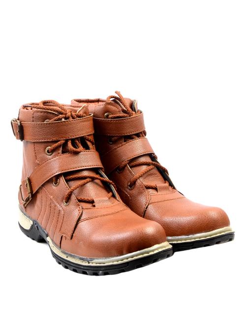 tan leatherette low ankle boot - 12433107 - Very Small Image - 1