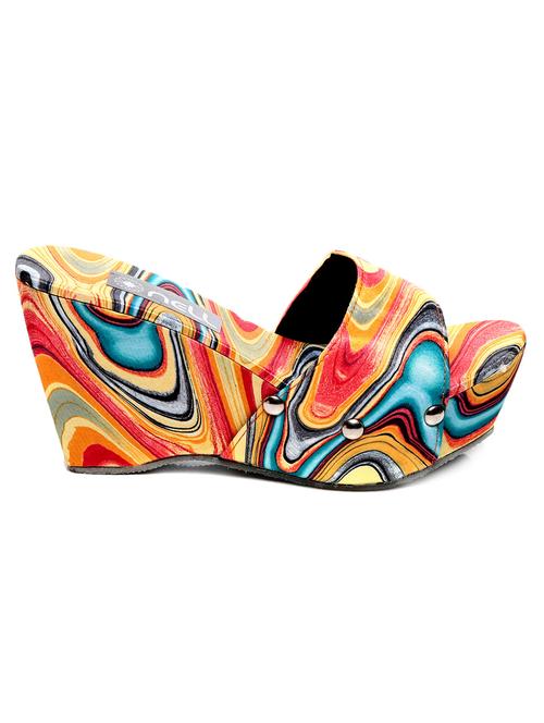 Multicolored Faux Leather Printed Wedges - 1243475 - Very Small Image - 1