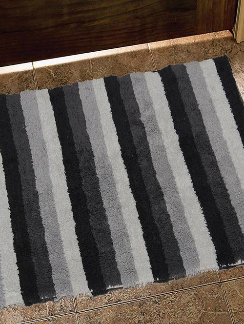 avira home 1700 gsm stripes reversible bathmat-black & white - 12435183 - Very Small Image - 1