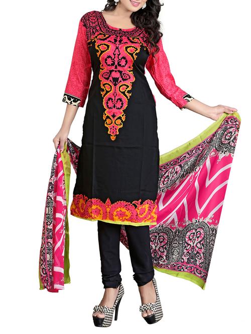 multi colored crepe unstitched suit - 12435283 - Very Small Image - 1