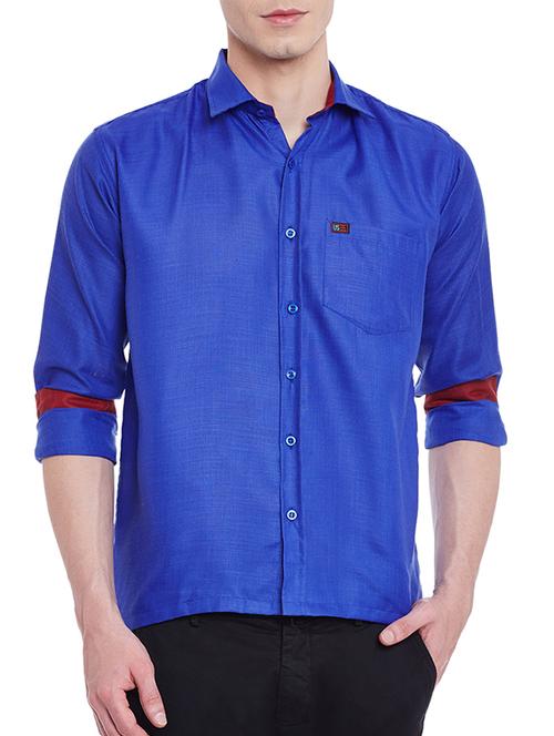 dark blue cotton casual shirt - 12436442 - Very Small Image - 1