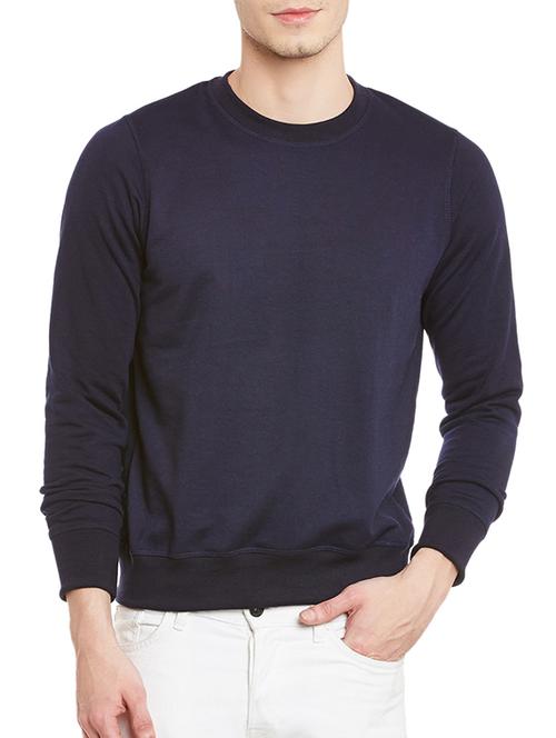 solid navy blue fleece sweatshirt - 12436446 - Very Small Image - 1