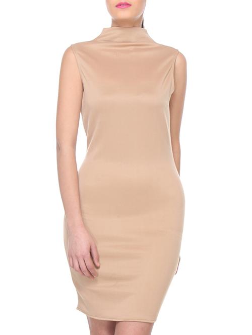 beige polyester bodycon dress - 12440959 - Very Small Image - 1