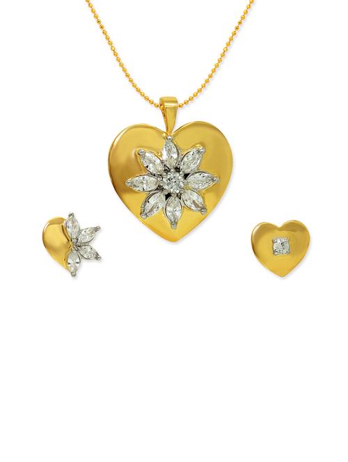 gold brass pendant and earrings set - 12441105 - Very Small Image - 1