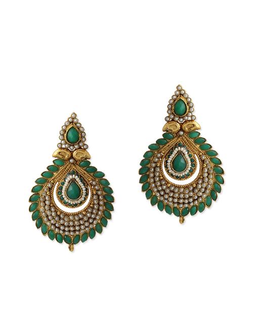 green metal drop earring - 12442775 - Very Small Image - 1