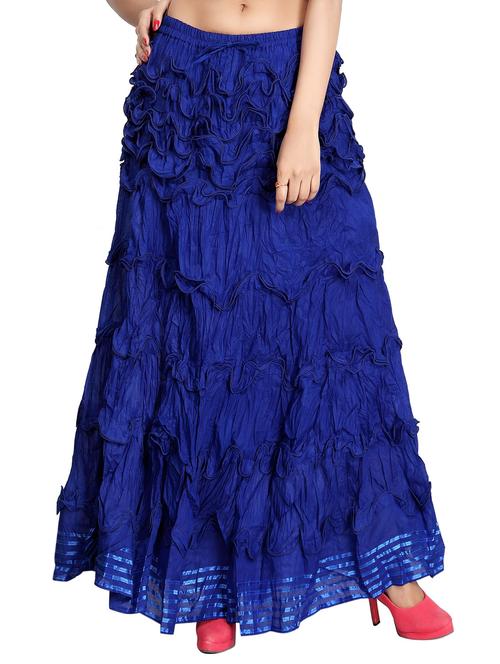 dark blue cotton flared skirt - 12443822 - Very Small Image - 1