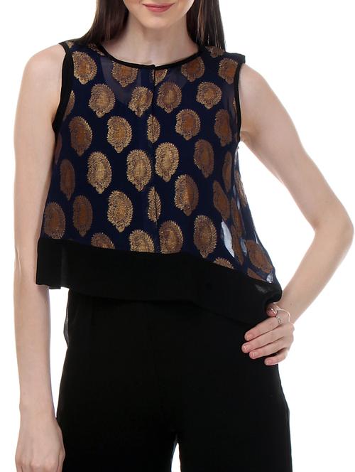 black georgette full leg  jumpsuit - 12444627 - Very Small Image - 1