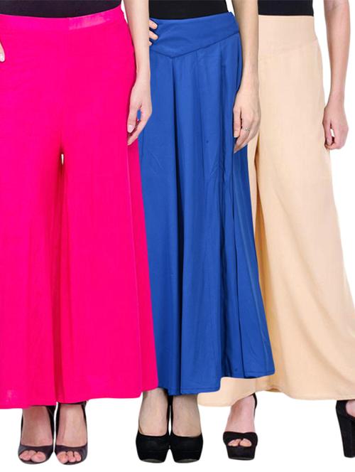 set of 3 multicolored crepe palazzos - 12446885 - Very Small Image - 1