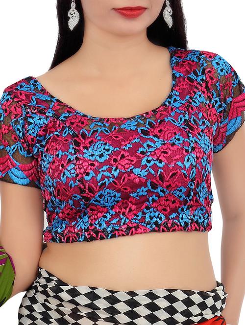 multicolored net embroidered blouse - 12447661 - Very Small Image - 1