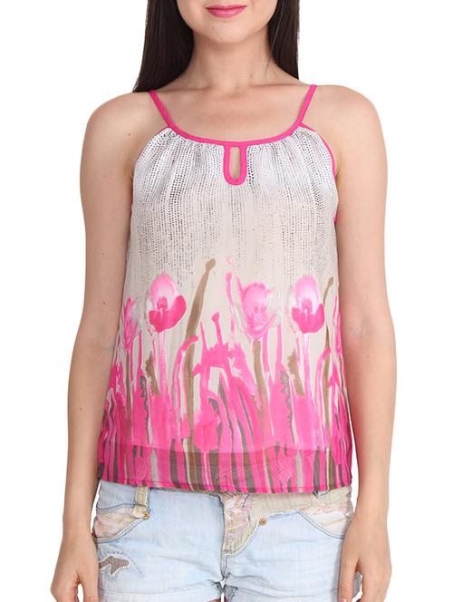 pink poly georgette regular top - 12447909 - Very Small Image - 1