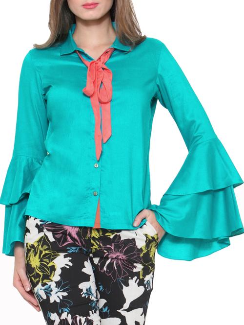 bell sleeved tie knot shirt - 12449668 - Very Small Image - 1