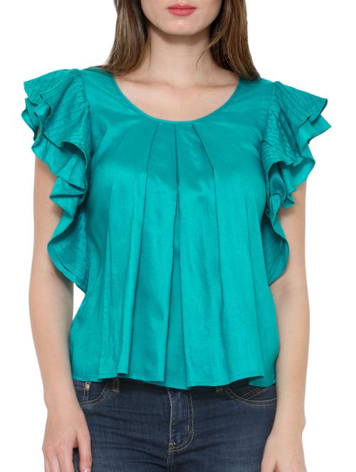 ruffle sleeved pleated top - 12449676 - Very Small Image - 1