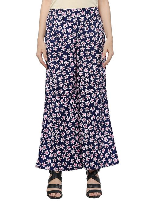 blue crepe palazzos - 12453209 - Very Small Image - 1