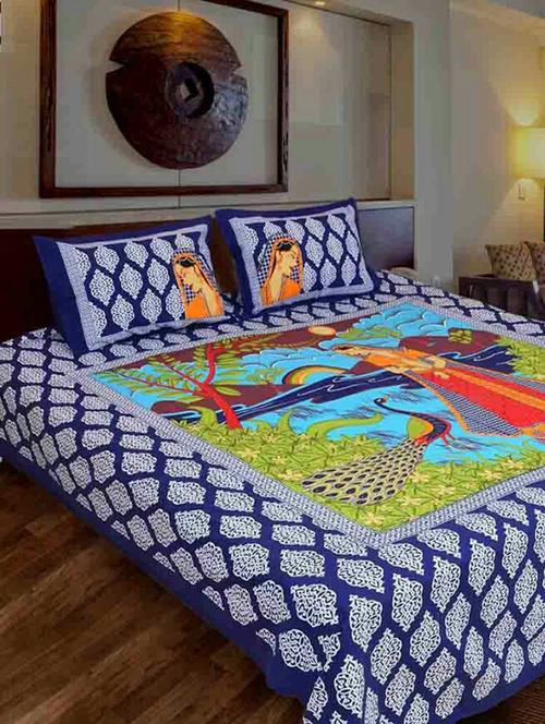 shubha collection of traditional print double bedsheet with 2 pillow cover - 12453393 - Very Small Image - 1