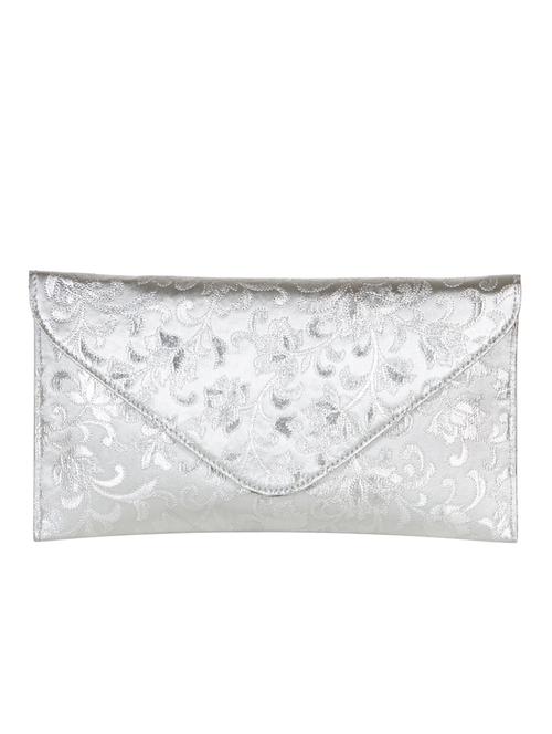 silver leatherette embroidered envelope clutch - 12453464 - Very Small Image - 1