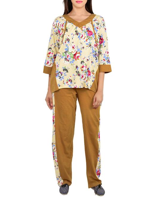 light yellow printed cotton pyjama set - 12457331 - Very Small Image - 1