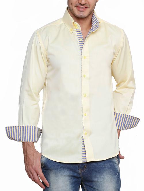 yellow cotton casual shirt - 12457357 - Very Small Image - 1