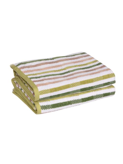 avira home 500 gsm textured stripe bath towel - set of 2 - 12457446 - Very Small Image - 1