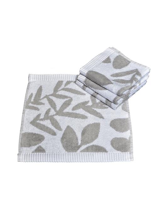 avira home 600 gsm luscious leaves 100% cotton face towel-set of 4-grey & white - 12457499 - Very Small Image - 1