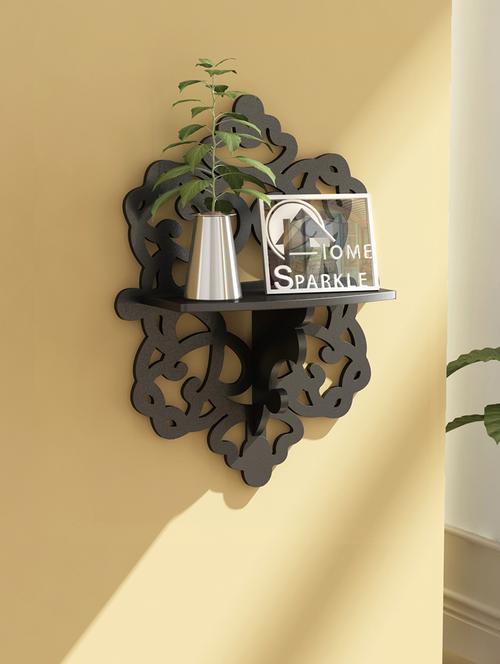 black engineered wood carved shelf - 1245759 - Very Small Image - 1