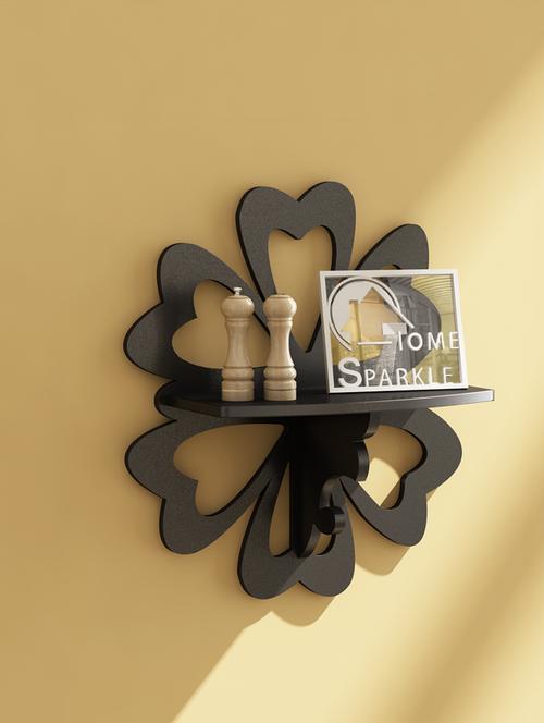 black engineered wood carved shelf - 1245763 - Very Small Image - 1