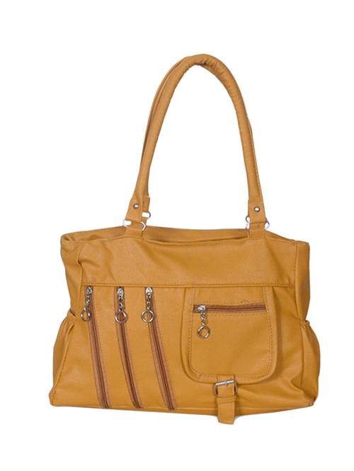 mustard yellow synthetic leather handbag - 12459836 - Very Small Image - 1