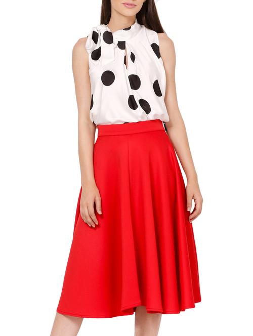 solid red scuba skirt - 12460283 - Very Small Image - 1